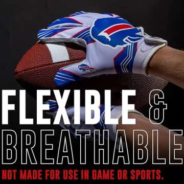 Franklin Sports Buffalo Bills Youth NFL Football Receiver Gloves - Receiver Gloves for Kids - NFL Te...