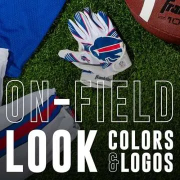 Franklin Sports Buffalo Bills Youth NFL Football Receiver Gloves - Receiver Gloves for Kids - NFL Team Logos and Silicone Palm - Youth S/XS Pair