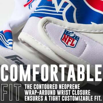 Franklin Sports Buffalo Bills Youth NFL Football Receiver Gloves - Receiver Gloves for Kids - NFL Team Logos and Silicone Palm - Youth S/XS Pair