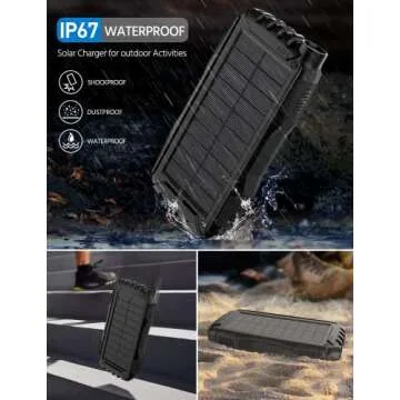 Portable Solar Charger with 42800mAh Capacity and LED Flashlight