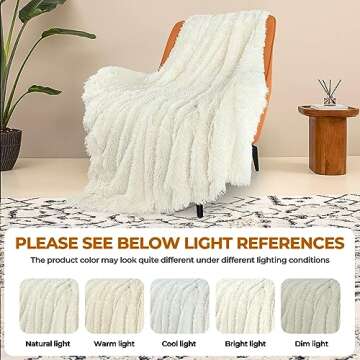 TOONOW Extra Soft Fuzzy Faux Fur Throw Blanket - Cream White