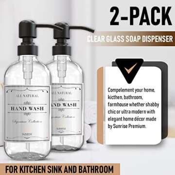 Sunrise Premium Clear Glass Dispenser Set with Labels