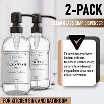 Sunrise Premium Clear Glass Dispenser Set with Labels