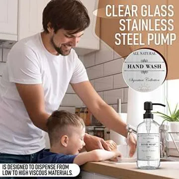 Sunrise Premium Clear Glass Dispenser Set with Labels