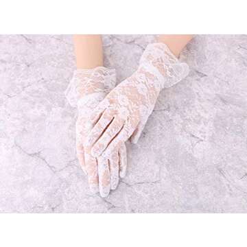 Simplicity Bridal Gloves Lace Wrist Length Special Occasion Wear, White with Lace Wrist