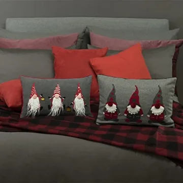 JWH Christmas Gnome Throw Pillow Cover Holiday Cushion