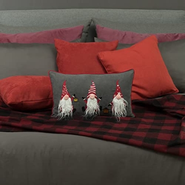 JWH Christmas Gnome Throw Pillow Cover Holiday Cushion
