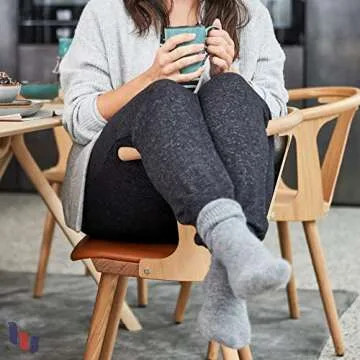 Hugh Ugoli Wool Socks for Women & Thick, Snow, Cold Weather, Warm Winter Crew Socks, Soft, Comfy, Cozy Boot Socks, Comfort Seam & Non Binding, 3 Pairs, Ecru, Shoe Size: 6-9