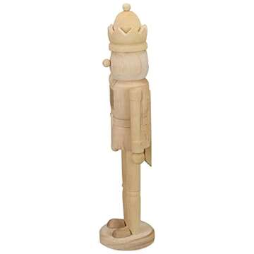 Northlight Unfinished Paintable Wooden Christmas Nutcracker with a Crown, 14.75", Brown