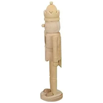 Northlight Unfinished Paintable Wooden Christmas Nutcracker with a Crown, 14.75", Brown