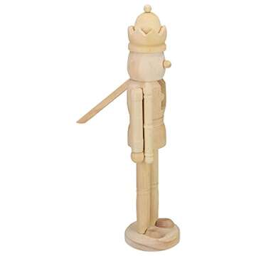 Northlight Unfinished Paintable Wooden Christmas Nutcracker with a Crown, 14.75", Brown