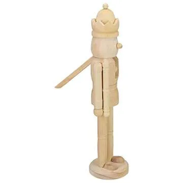 Northlight Unfinished Paintable Wooden Christmas Nutcracker with a Crown, 14.75", Brown