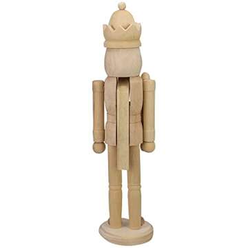 Northlight Unfinished Paintable Wooden Christmas Nutcracker with a Crown, 14.75", Brown