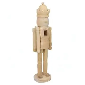 Northlight Unfinished Paintable Wooden Christmas Nutcracker with a Crown, 14.75", Brown