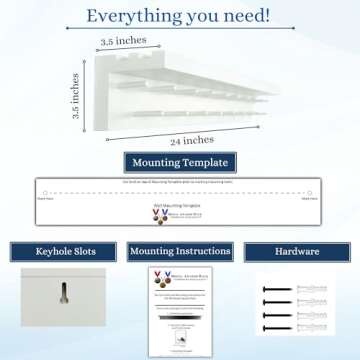 MedalAwardsRack Premier Medal Hanger Display Rack and Trophy Shelf for Gymnastics, Soccer, Basketball, Football, and More – 2, ft - White