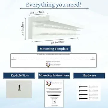 MedalAwardsRack Premier Medal Hanger Display Rack and Trophy Shelf for Gymnastics, Soccer, Basketball, Football, and More – 2, ft - White