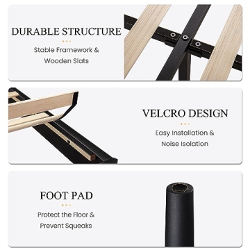 SHA CERLIN Velvet Bed Frame with Tufted Headboard