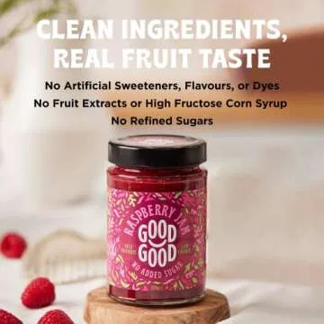 GOOD GOOD No Added Sugar Raspberry Jam - Keto Friendly Jelly - Low Carb, Low-Calorie and Vegan - Diabetic Friendly - 12oz / 330g (Pack of 1)