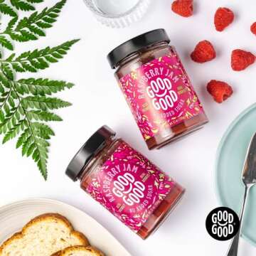 GOOD GOOD No Added Sugar Raspberry Jam - Keto Friendly Jelly - Low Carb, Low-Calorie and Vegan - Diabetic Friendly - 12oz / 330g (Pack of 1)