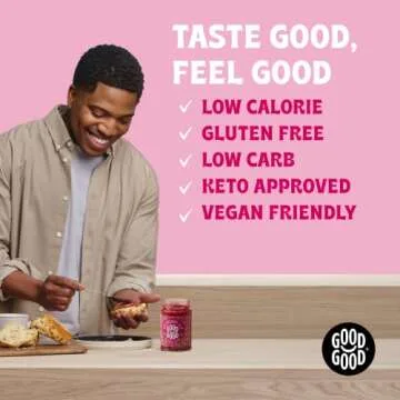 GOOD GOOD No Added Sugar Raspberry Jam - Keto Friendly Jelly - Low Carb, Low-Calorie and Vegan - Diabetic Friendly - 12oz / 330g (Pack of 1)