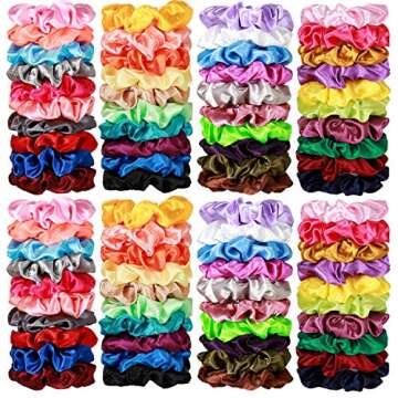 80 Pcs Silk Satin Hair Scrunchies 40 color Hair Bobbles Ponytail Holder Hair Accessories Scrunchy Solid Color Hair Ties