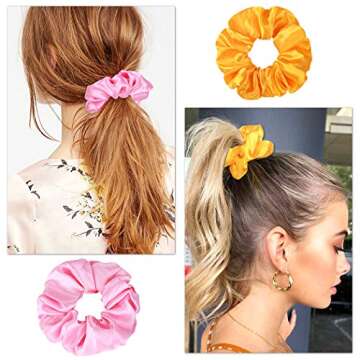 80 Pcs Silk Satin Hair Scrunchies 40 color Hair Bobbles Ponytail Holder Hair Accessories Scrunchy Solid Color Hair Ties