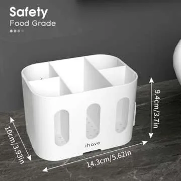 iHave Toothbrush Holders for Bathrooms, Tooth Brush Holder Bathroom Organizer Countertop, Electric Tooth Brushing Holder with 5 Slots and 2 Hanging Holes