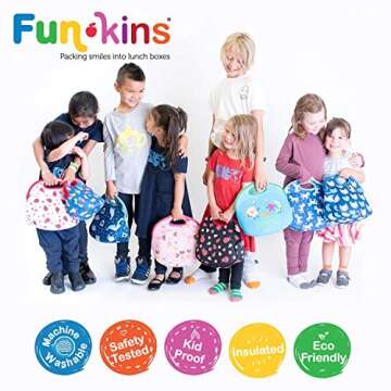 Funkins Insulated Lunch Bag for Kids | Machine Washable | Premium Quality | Interior Pocket & Name Tag | Easy to Pack, Folds Flat for Storage | Preschool or Snack Size Lunch Bag (Construction)