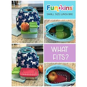 Funkins Insulated Lunch Bag for Kids | Machine Washable | Premium Quality | Interior Pocket & Name Tag | Easy to Pack, Folds Flat for Storage | Preschool or Snack Size Lunch Bag (Construction)