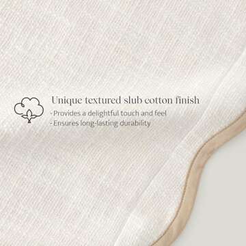 Double Stitch Scalloped Throw Pillow Covers - 100% Cotton Decorative Boho Pillow Covers 20 x 20, Mad...