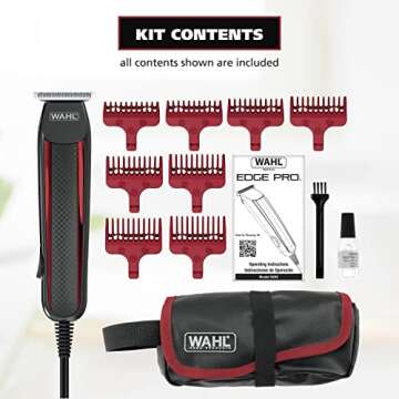 Wahl Edge Pro Bump Free Corded Beard Trimmer for Men Touch Up Trimmer & Grooming Detailer Kit – Pe...