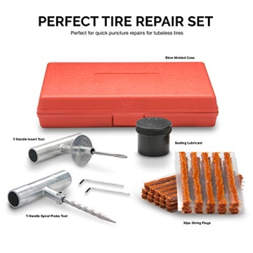 TOOLUXE 50002L Tire Repair Kit for Cars and Trucks