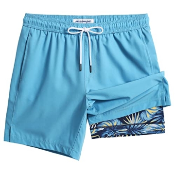 Maamgic Men's Swim Trunks with Compression Liner - Quick Dry 7" Inseam