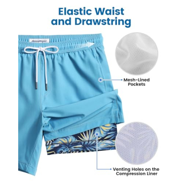 Maamgic Men's Swim Trunks with Compression Liner
