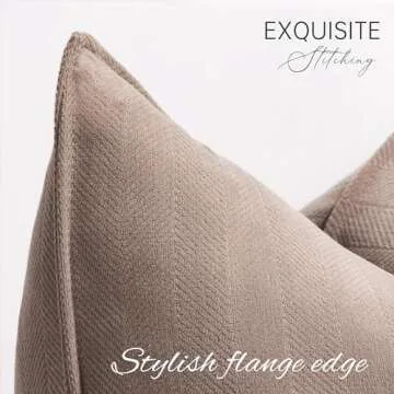 ZWJD Khaki Pillow Covers 22x22 Set of 2 Chenille Throw Pillow Covers with Elegant Design Soft and Lu...