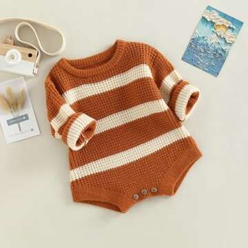 FYBITBO Baby Girl Boy Sweater Knit Oversized Pullover Sweatshirt Romper Onesie Warm Fall Winter Clot...