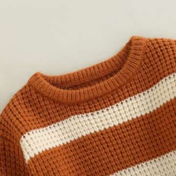 FYBITBO Baby Girl Boy Sweater Knit Oversized Pullover Sweatshirt Romper Onesie Warm Fall Winter Clothes Outfit Newborn (Stripe Brown,0-3 Months)
