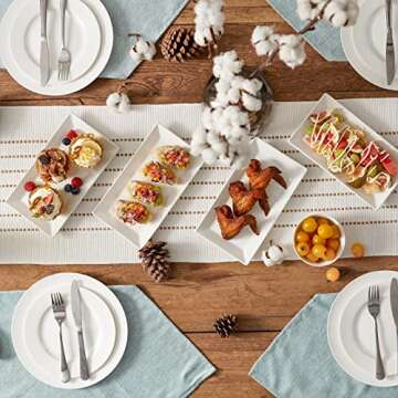 DOWAN 12" Rectangle Plates Set of 4 - White Serving Platters for Party, Wedding, and Entertaining - ...