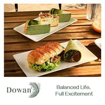 DOWAN 12" Rectangle Plates Set of 4 - White Serving Platters for Party, Wedding, and Entertaining - Rectangular Serving Trays Dishes for Steak, Taco, Sushi, Appetizer, Cake - Dishwasher & Oven Safe