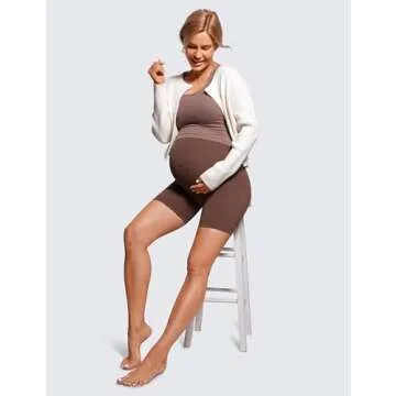 CRZ YOGA Maternity Yoga Biker Shorts with Pockets