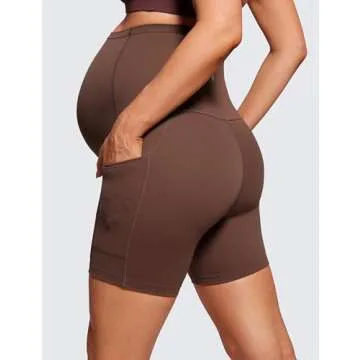 CRZ YOGA Maternity Yoga Biker Shorts with Pockets