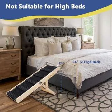 iPetba Dog Ramp for Bed, Upgraded 2.0 Version, Dog Ramp for Couch Pet Ramps for Small Dogs Indoor Small Dog Ramps Foldable and Portable 4 Adjustable Height 21 Inch (Bed Up to 2 Feet)