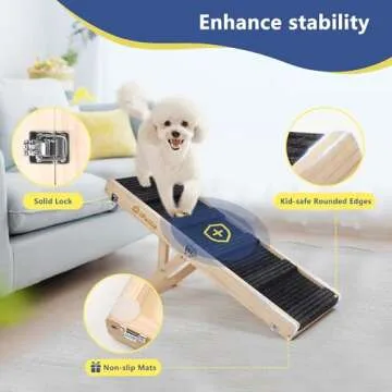 iPetba Dog Ramp for Bed, Upgraded 2.0 Version, Dog Ramp for Couch Pet Ramps for Small Dogs Indoor Small Dog Ramps Foldable and Portable 4 Adjustable Height 21 Inch (Bed Up to 2 Feet)