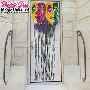 Fun Express Mardi Gras Mask Fringe Doorway Curtain (34.25 in Wide 8 feet Long) Party Decorations