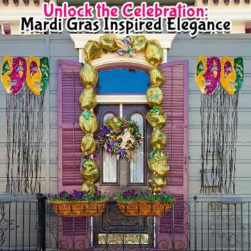 Fun Express Mardi Gras Mask Fringe Doorway Curtain (34.25 in Wide 8 feet Long) Party Decorations