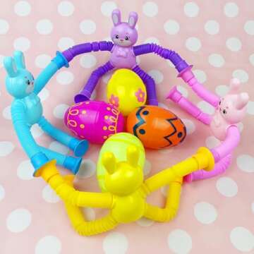 Anditoy 4 Pack Bunny Pop Tubes - Sensory Easter Gifts