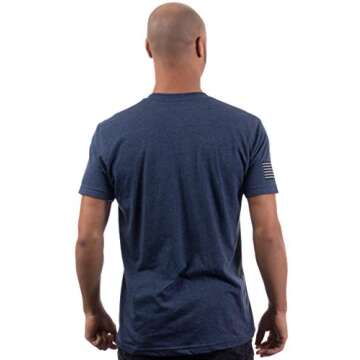 Ann Arbor T-shirt Co. Navy Chest Print & U.S. Military Sleeve Flag | Naval Veteran Sailor Style Shir...