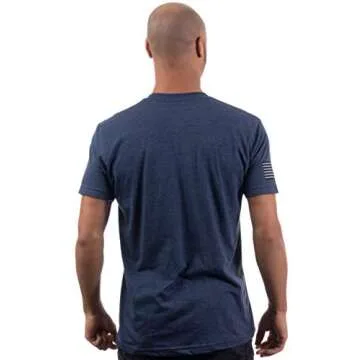 Ann Arbor T-shirt Co. Navy Chest Print & U.S. Military Sleeve Flag | Naval Veteran Sailor Style Shir...