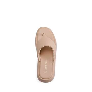 DREAM PAIRS Women Thong Platform Sandals Y2K Comfort Cute Slides Soft Flatform Flip Flop Sandals for Summer Beach SDPW2351W Nude Size 6.5