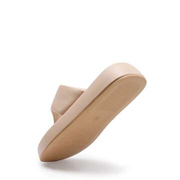 DREAM PAIRS Women Thong Platform Sandals Y2K Comfort Cute Slides Soft Flatform Flip Flop Sandals for Summer Beach SDPW2351W Nude Size 6.5